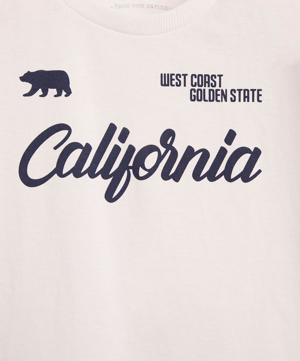 camiseta infantil estampa califórnia off white