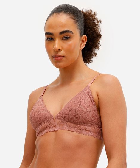 kit 2 sutiãs triângulo com renda floral colorido