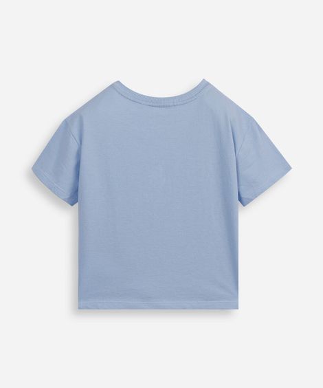 camiseta de algodão infantil manga curta estampa com glitter azul