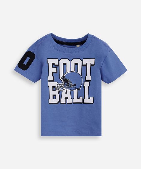 camiseta infantil manga curta super bowl azul