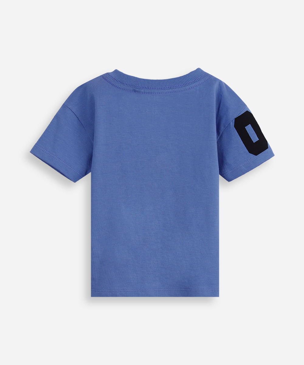 camiseta infantil manga curta super bowl azul