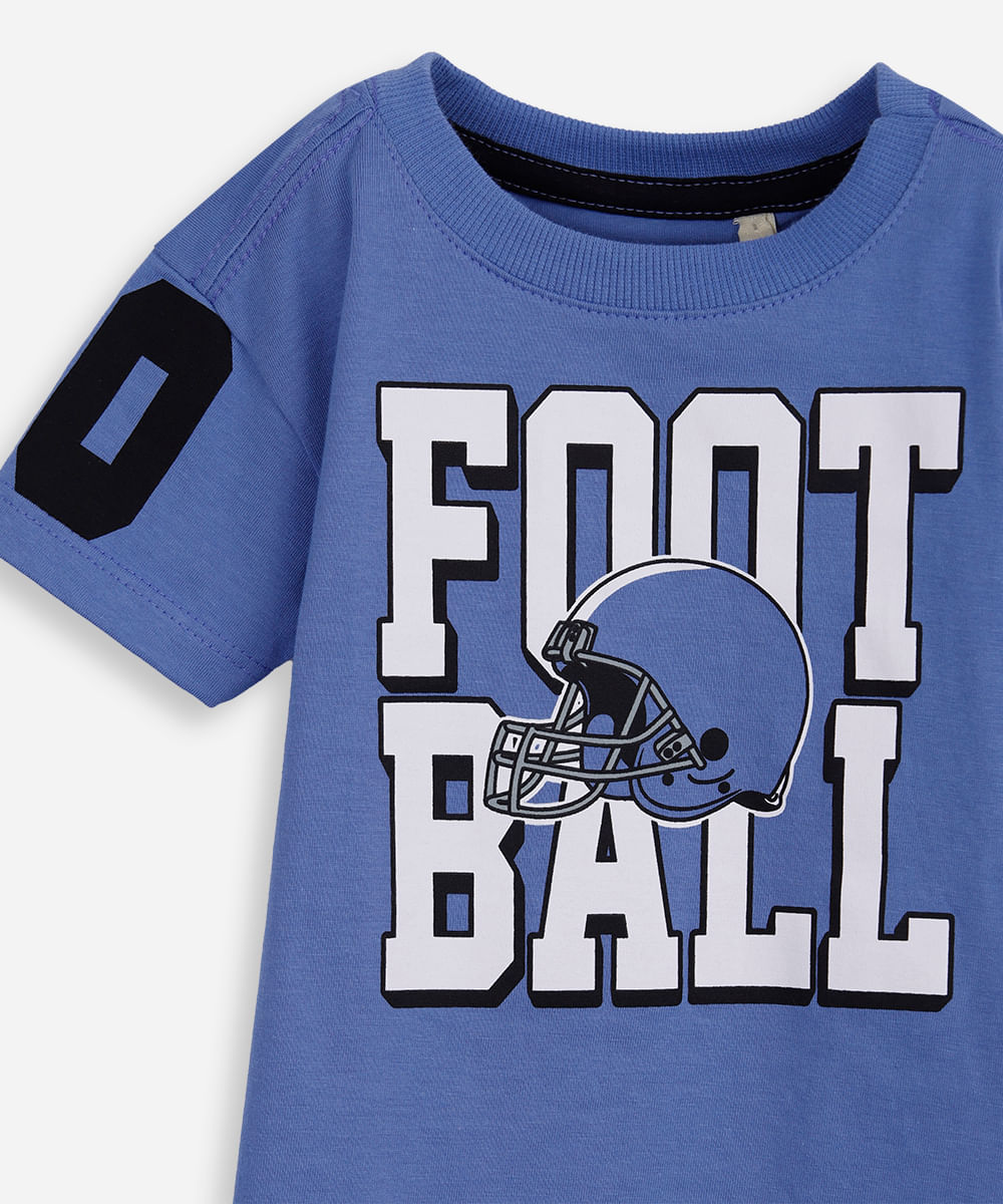 camiseta infantil manga curta super bowl azul