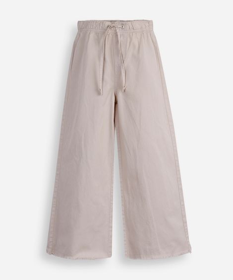calça infantil wide leg cós elástico bege