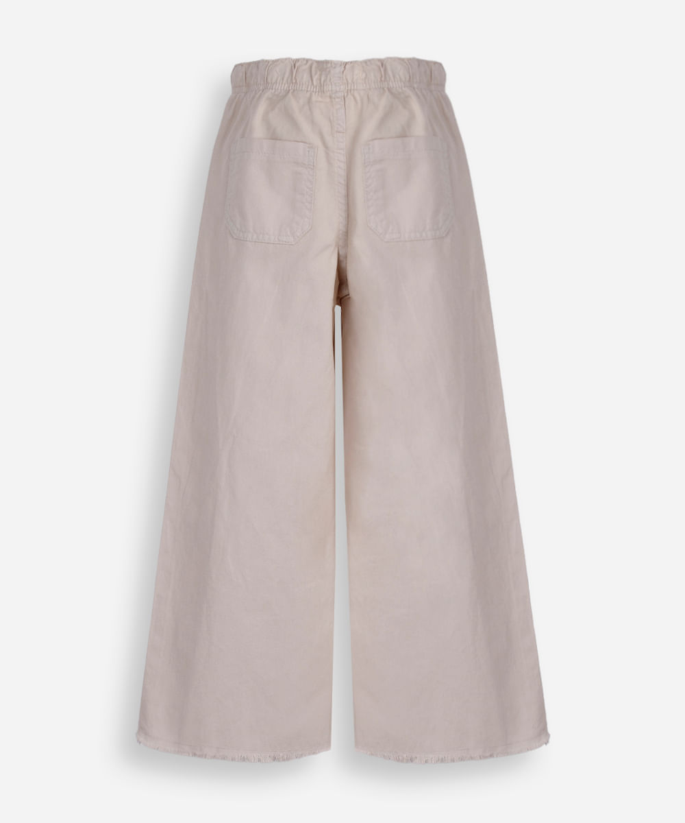 calça infantil wide leg cós elástico bege