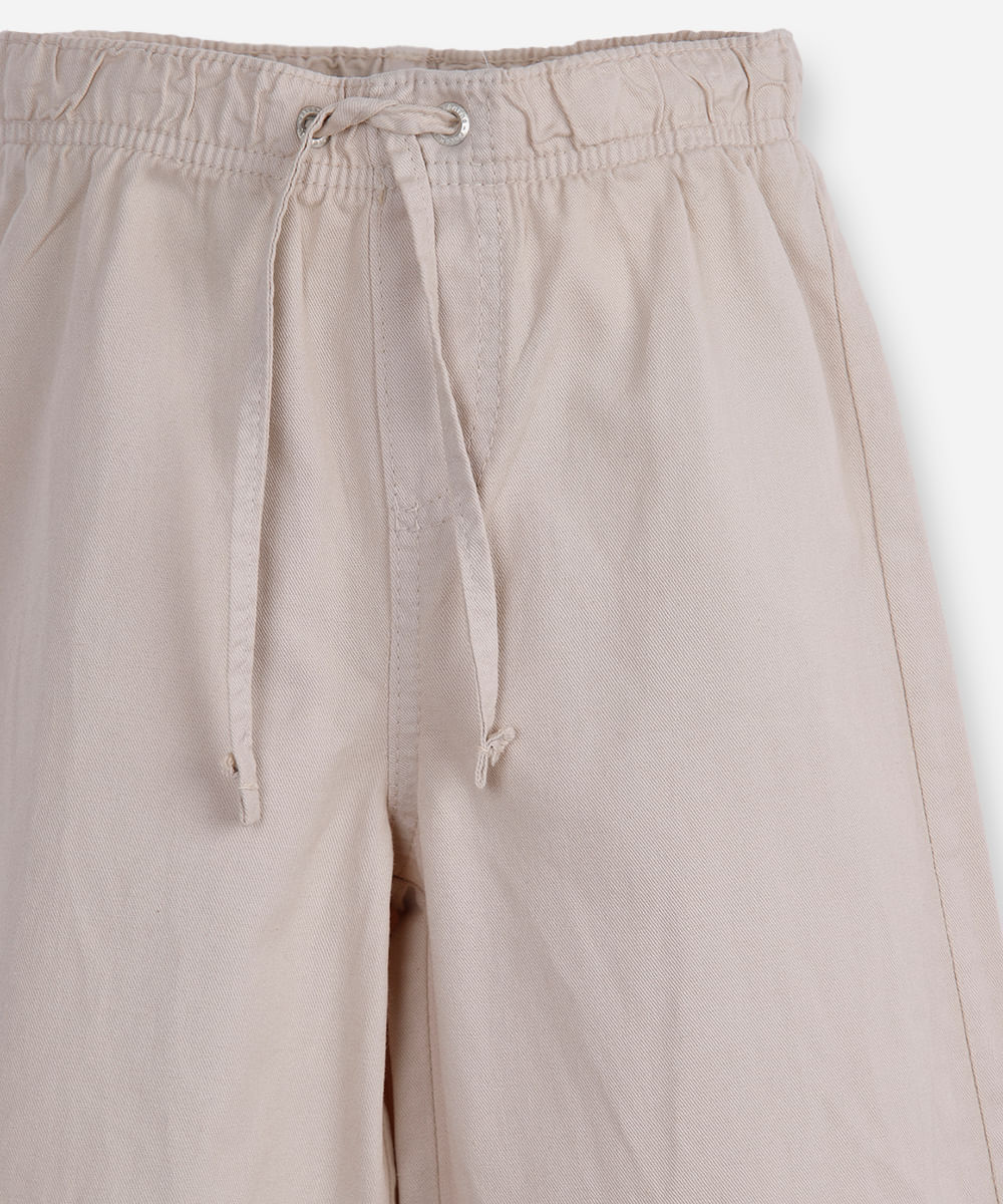 calça infantil wide leg cós elástico bege