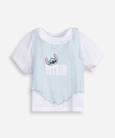 conjunto infantil camiseta e corset stitch colorido