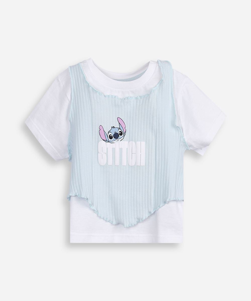 conjunto infantil camiseta e corset stitch colorido