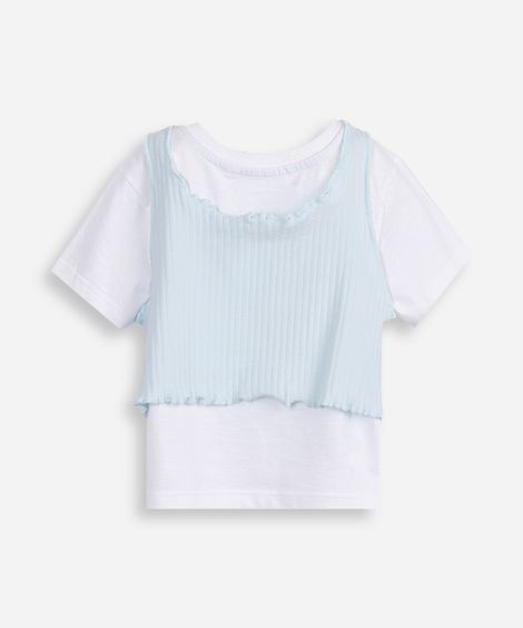 conjunto infantil camiseta e corset stitch colorido