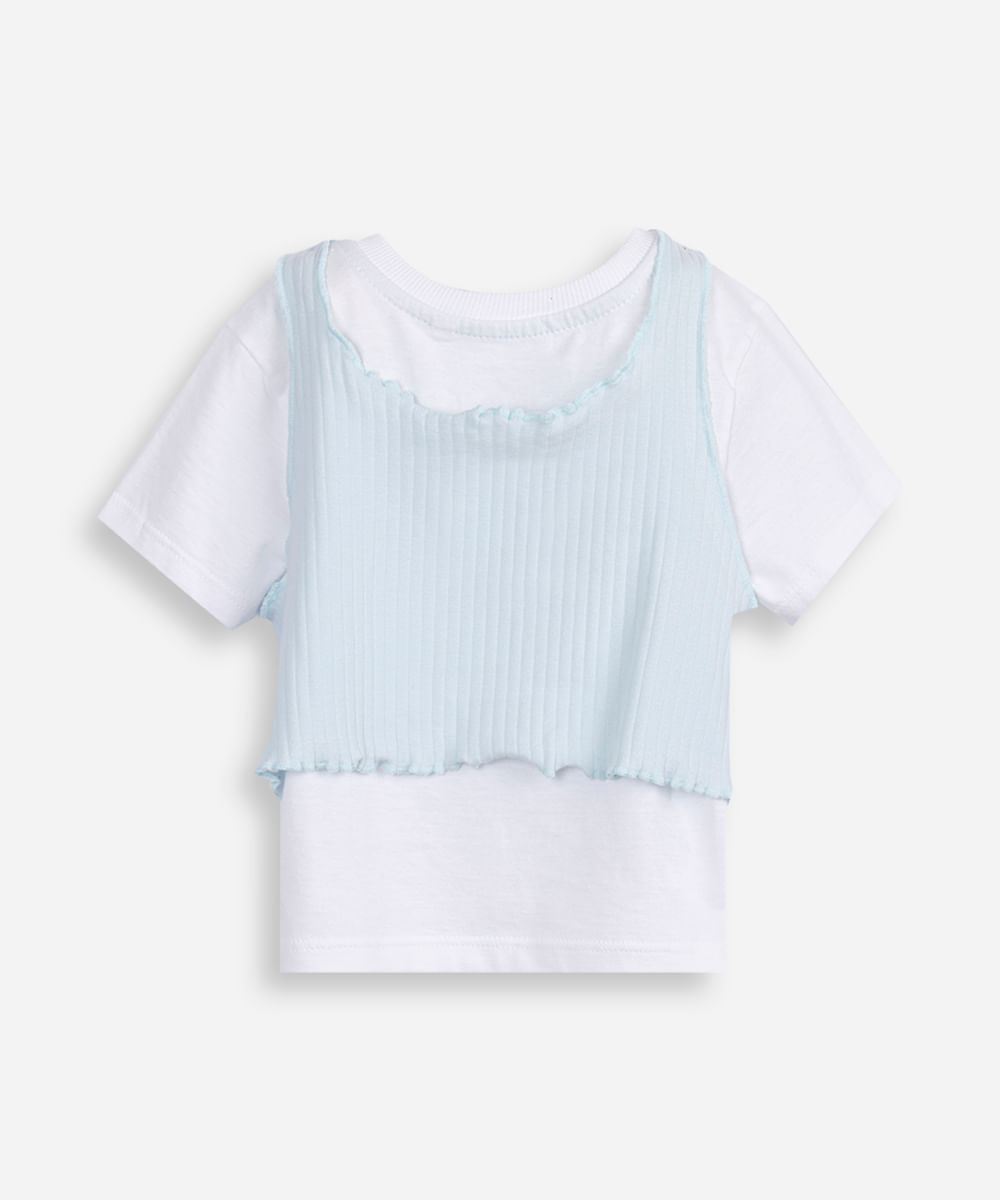 conjunto infantil camiseta e corset stitch colorido