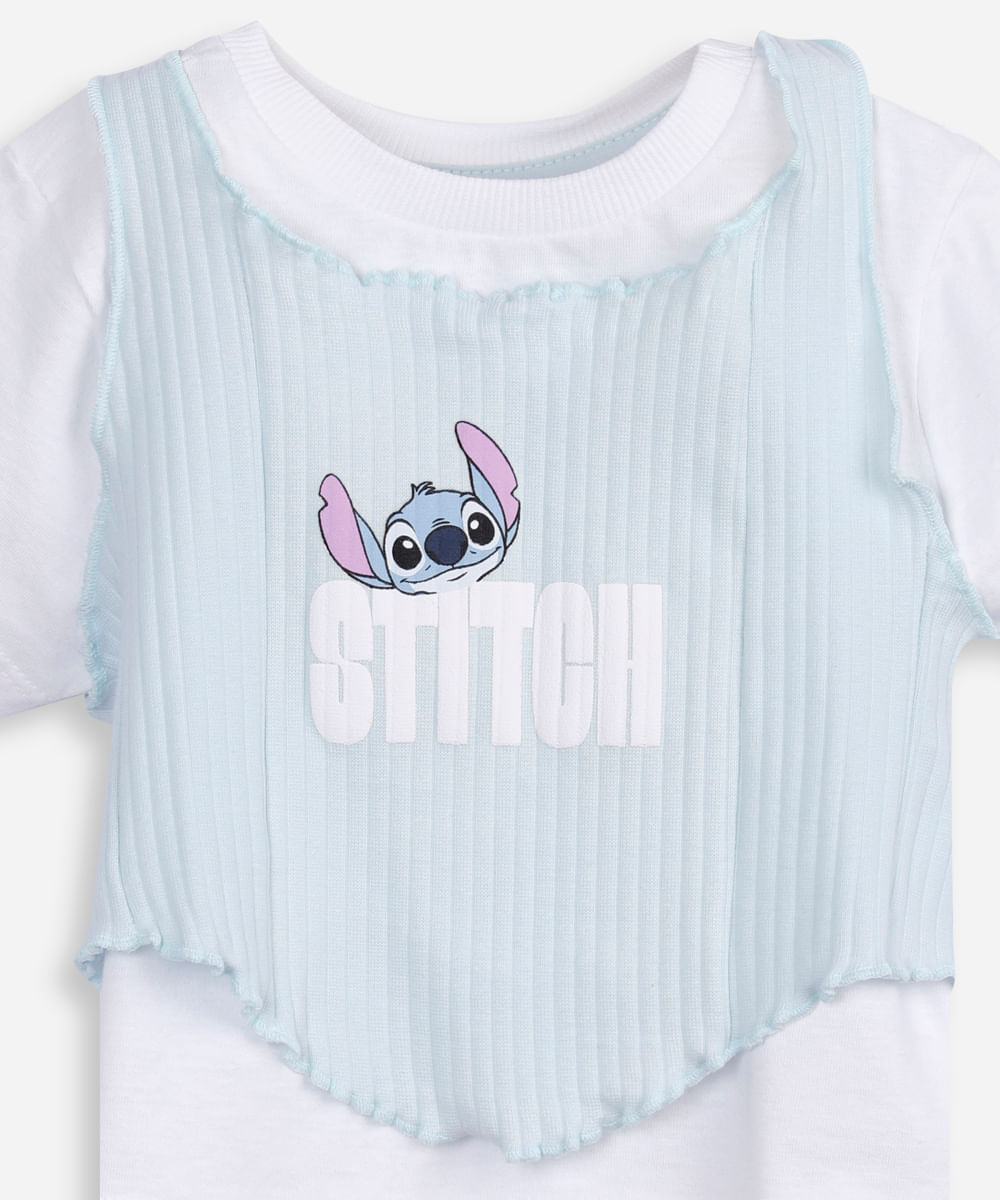 conjunto infantil camiseta e corset stitch colorido