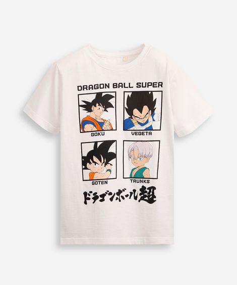 camiseta infantil de algodão goku dragon ball off white