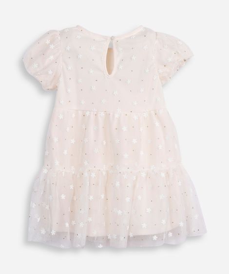 vestido infantil de tule lacinho  off white