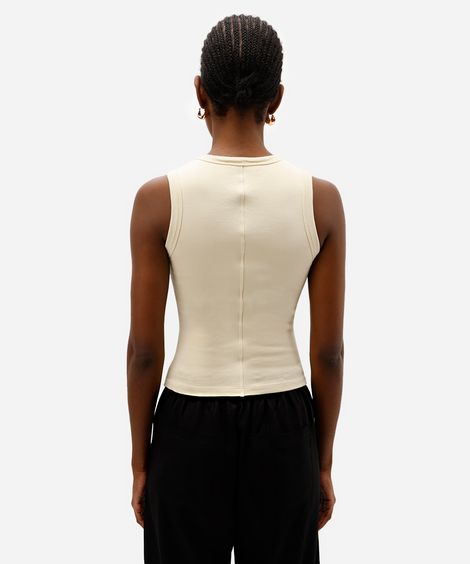 regata básica feminina de algodão decote redondo amarela