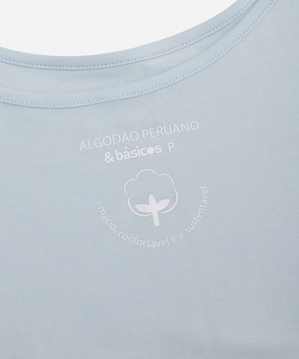 regata feminina básica de algodão alça fina azul