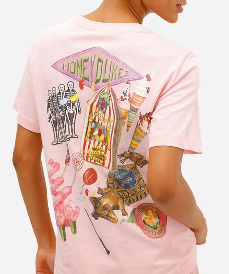 camiseta feminina de algodão harry potter rosa