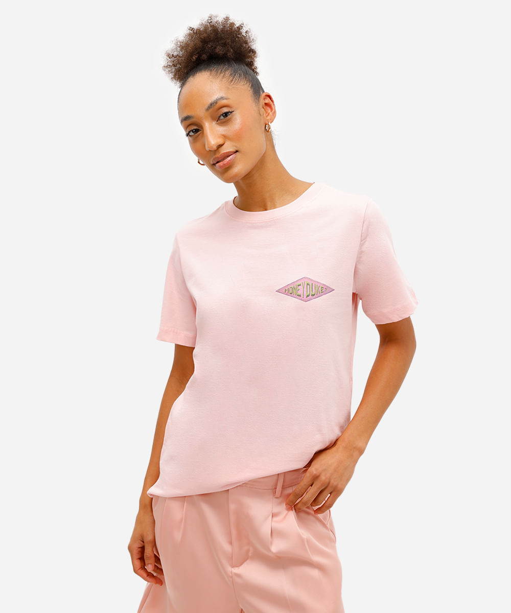 camiseta feminina de algodão harry potter rosa