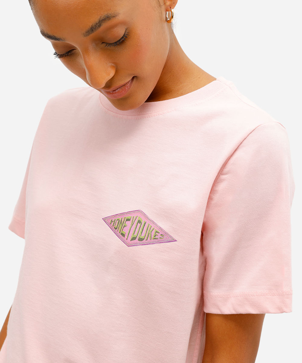 camiseta feminina de algodão harry potter rosa
