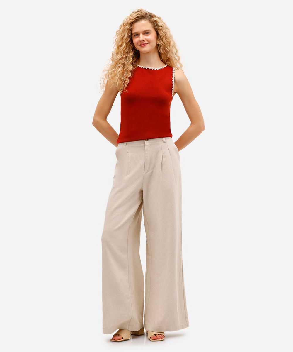cropped feminino de tricot com bordado vermelho