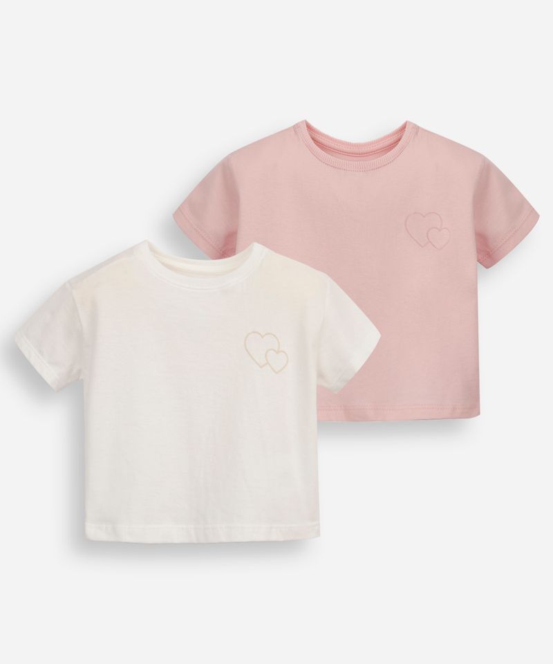 kit 2 camisetas infantis de algodão colorida