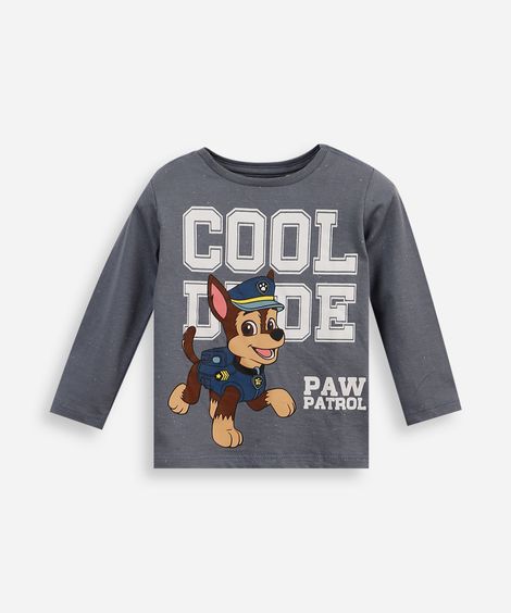 camiseta de algodão botonê infantil patrulha canina azul