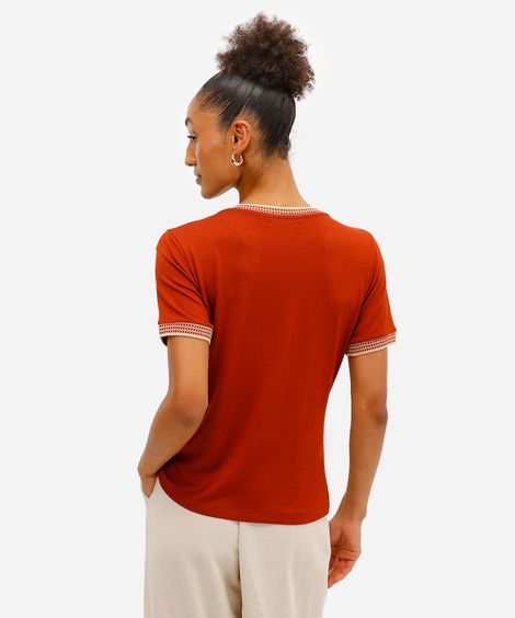 blusa feminina de viscose manga curta laranja