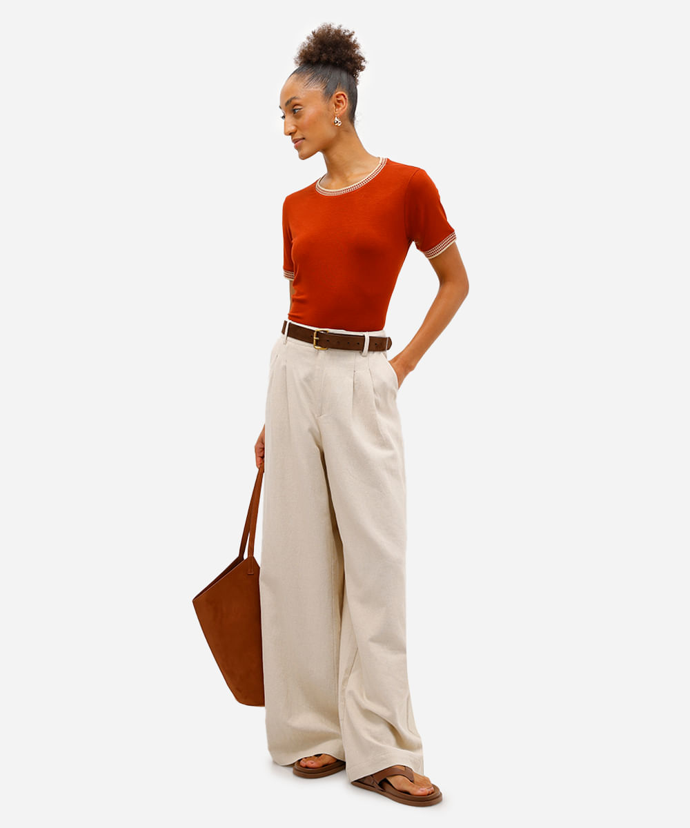 blusa feminina de viscose manga curta laranja