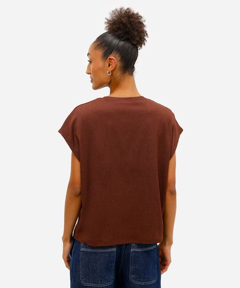 blusa muscle feminina texturizada básica marrom
