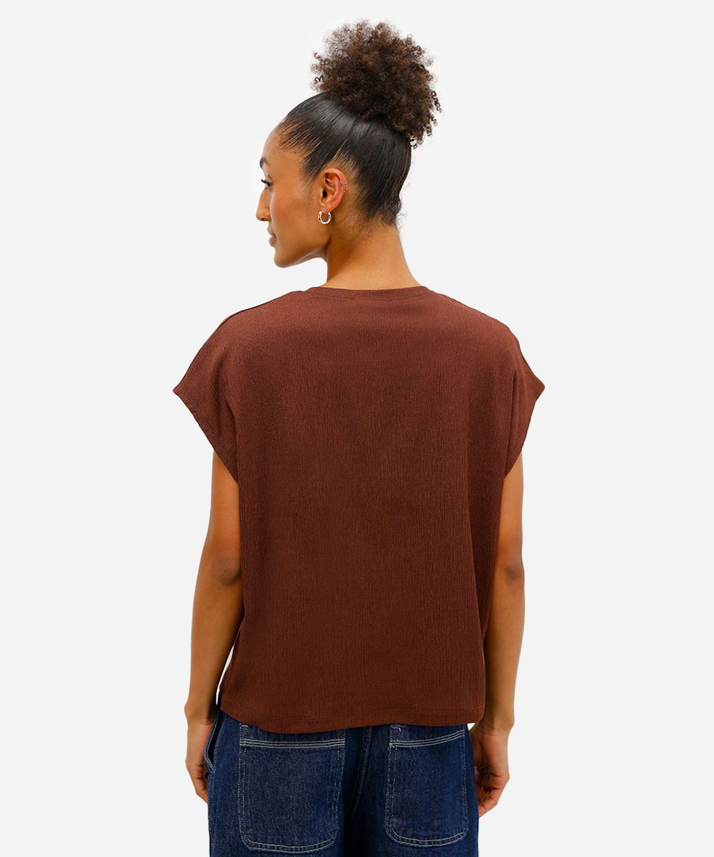 blusa muscle feminina texturizada básica marrom