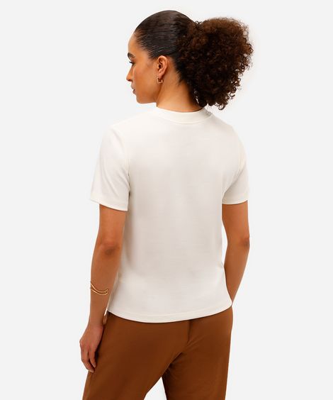 camiseta classic feminina de algodão peruano interlock off white