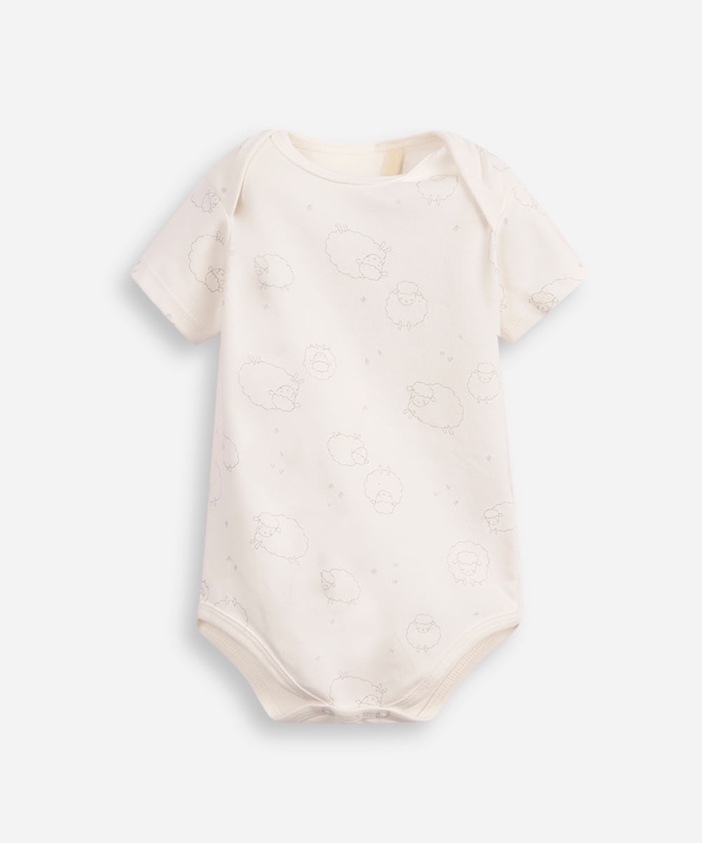 body baby manga curta ovelhinha off white
