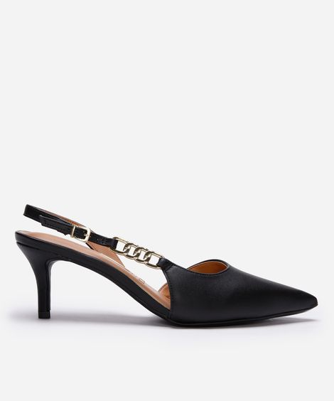 scarpin vizzano bico fino com elos preto