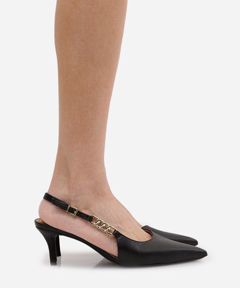 scarpin vizzano bico fino com elos preto