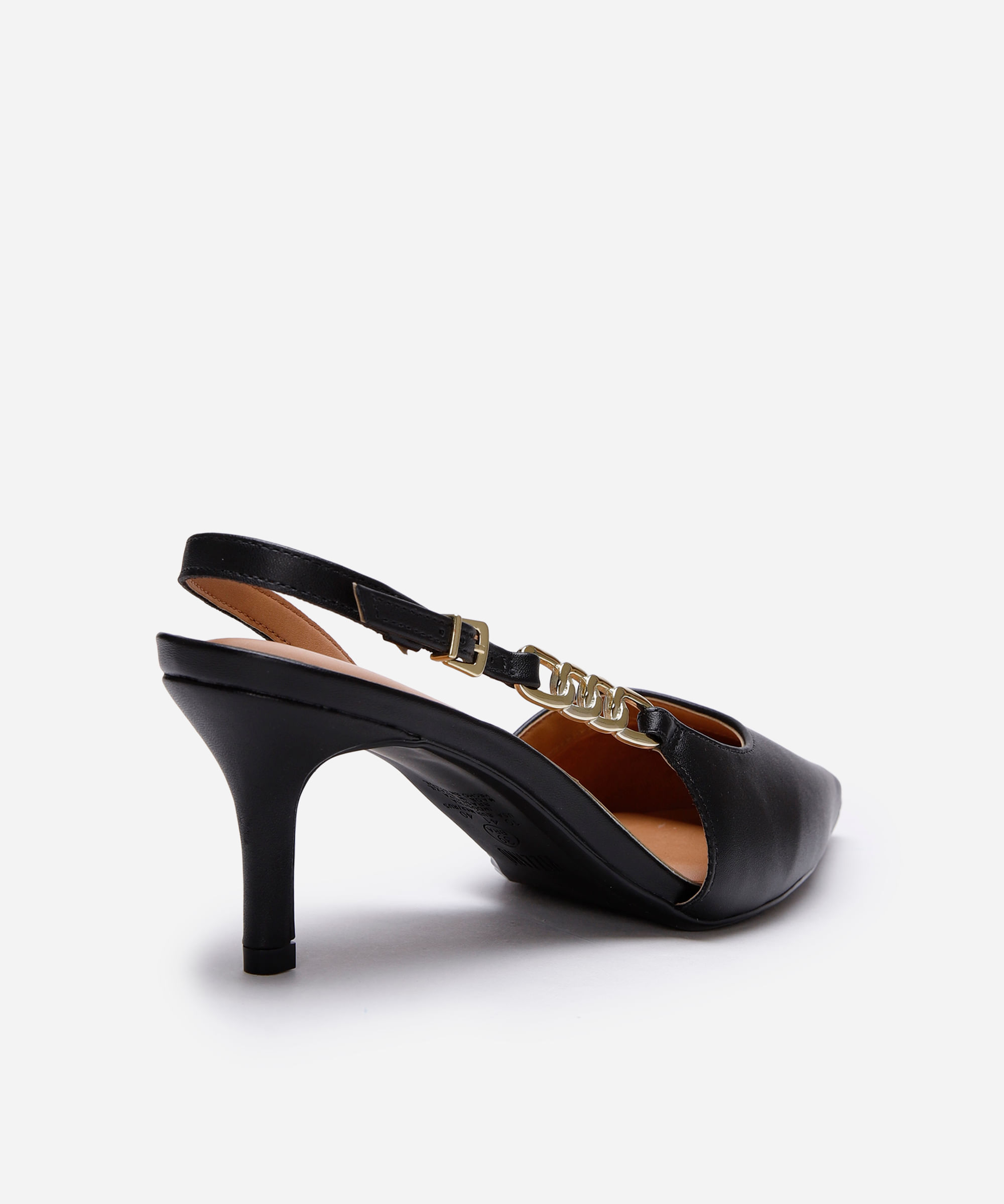 scarpin vizzano bico fino com elos preto