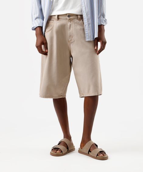 bermuda jorts masculina de sarja bege