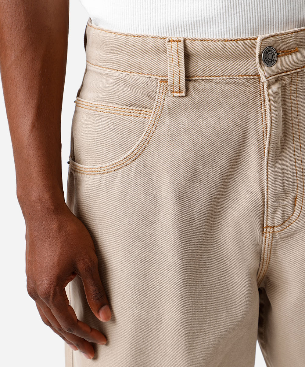 bermuda jorts masculina de sarja bege