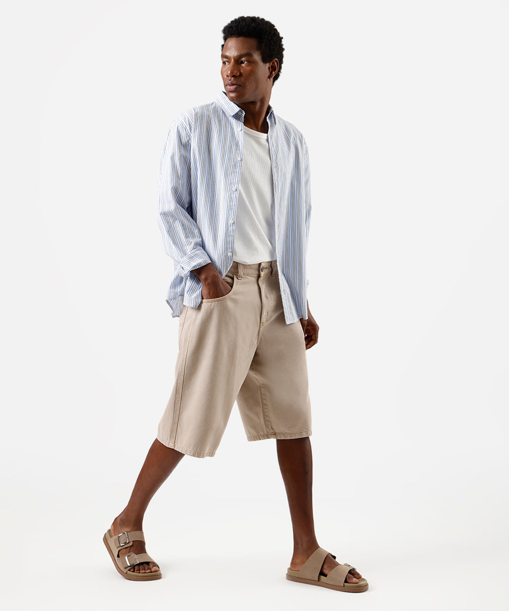 bermuda jorts masculina de sarja bege