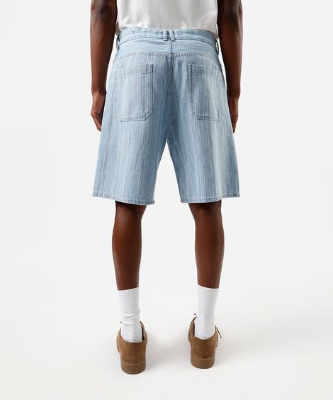 bermuda reta masculina jeans listrada azul