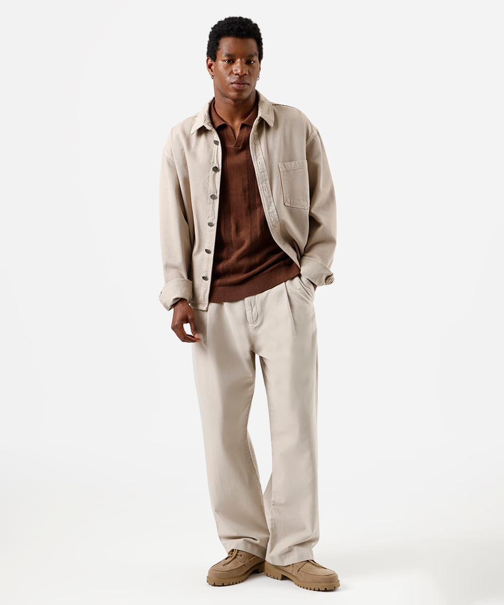 polo masculina de tricot manga curta texturizada marrom