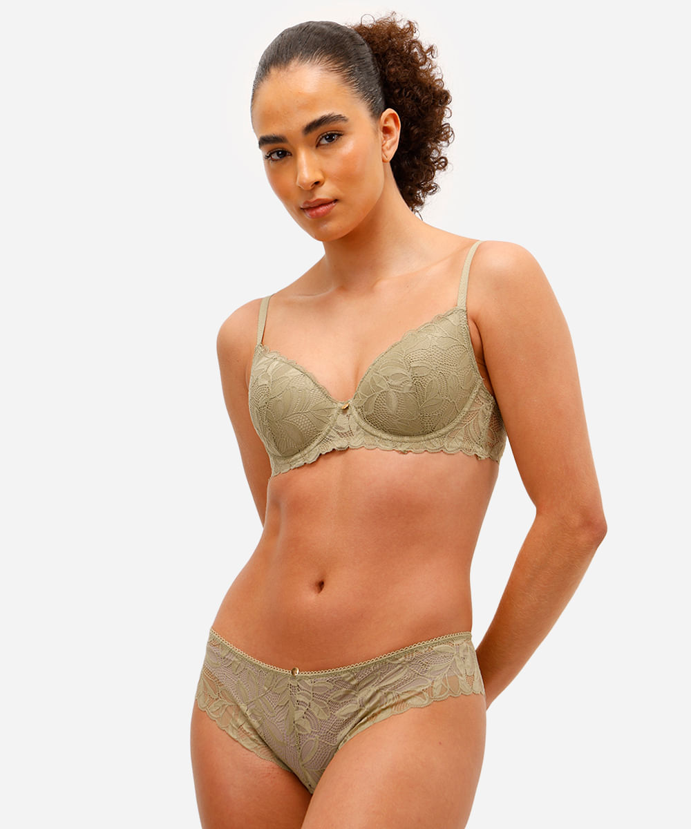 kit de 2 sutiãs meia taça de renda floral  colorido
