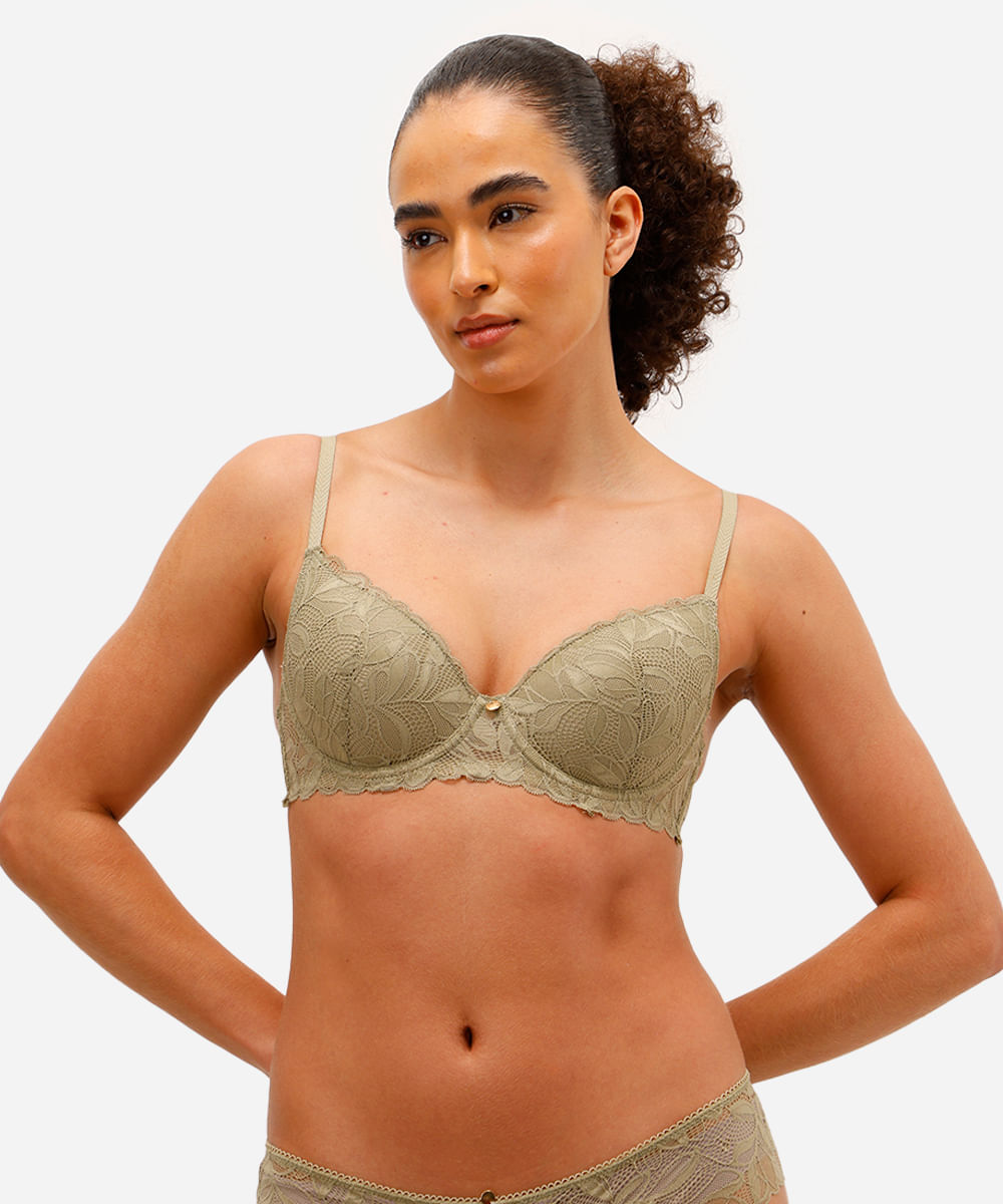 kit de 2 sutiãs meia taça de renda floral  colorido