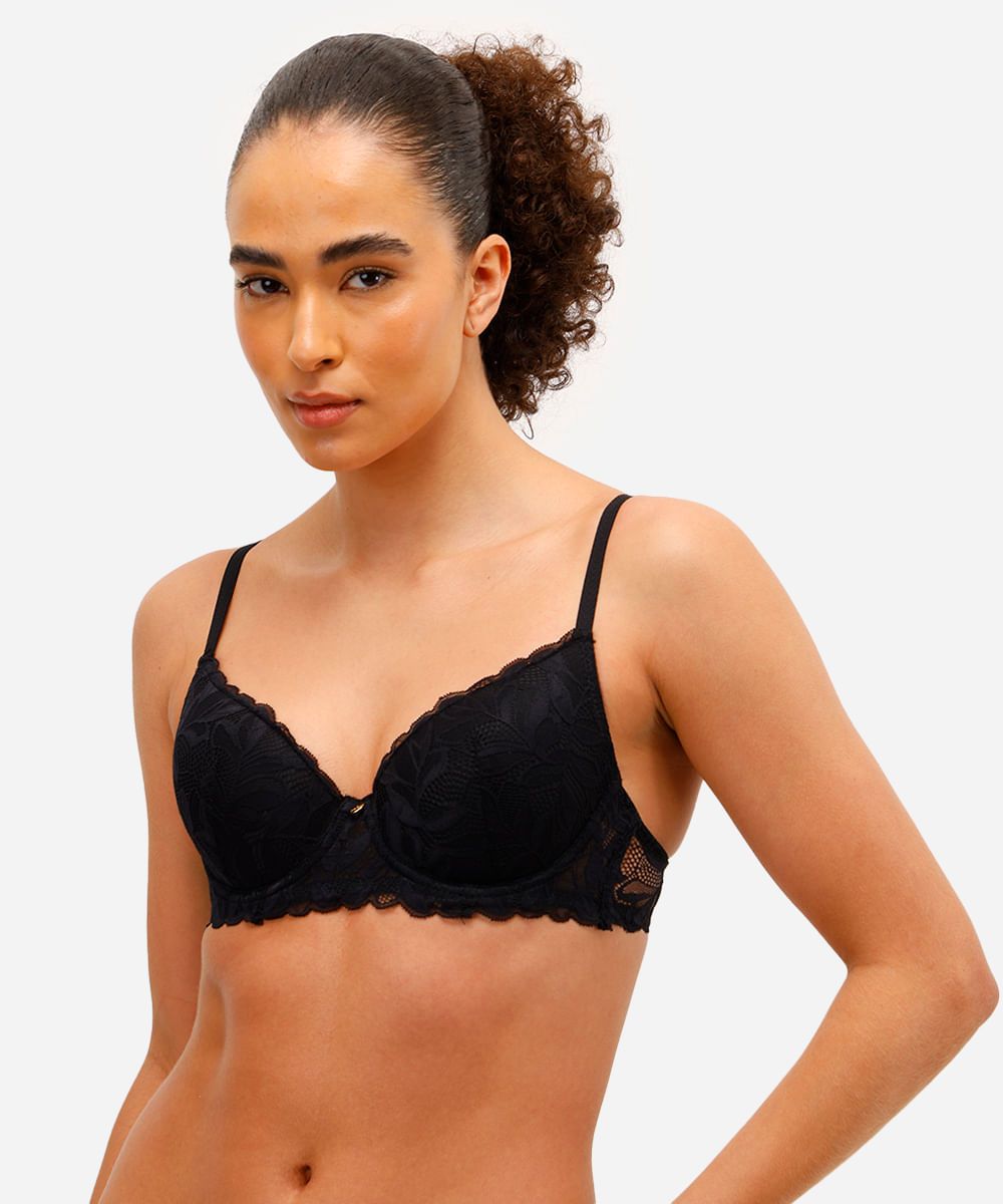 kit de 2 sutiãs meia taça de renda floral  colorido