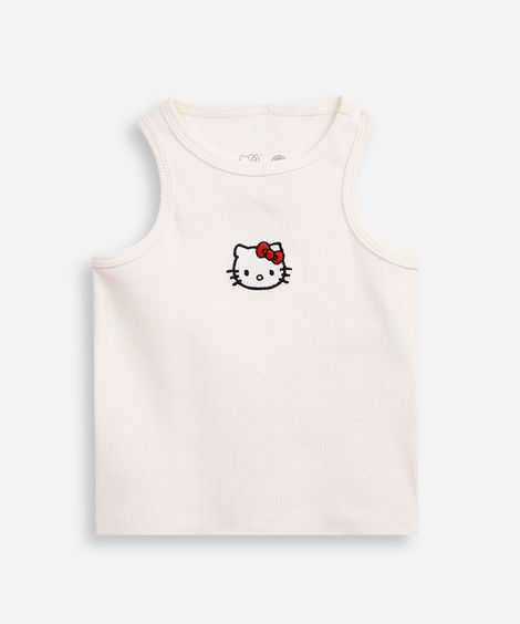 regata infantil canelada hello kitty bordado off white