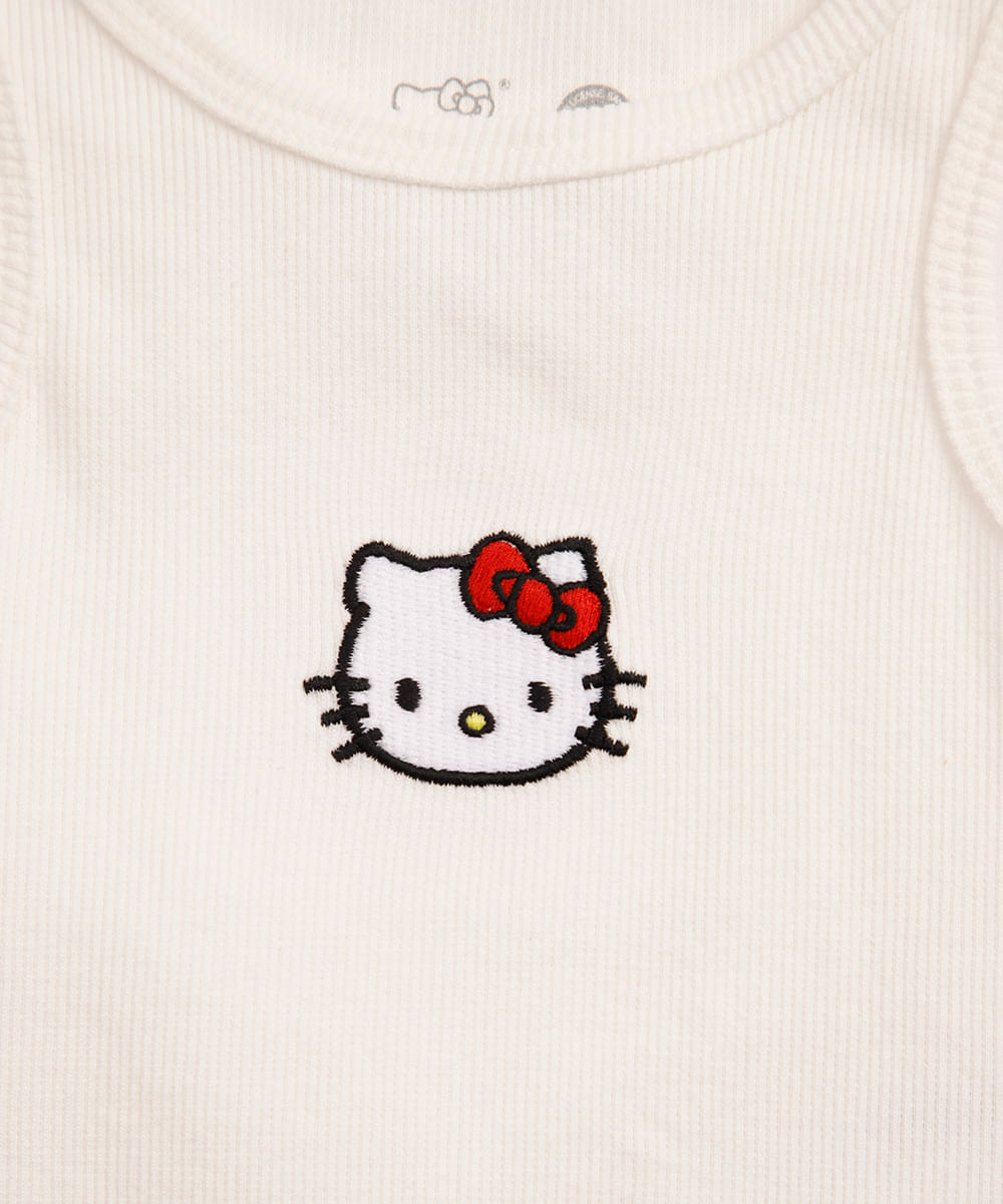 regata infantil canelada hello kitty bordado off white