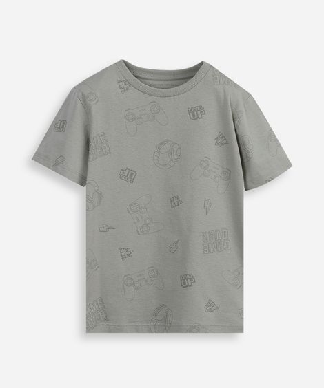 camiseta infantil print controles game verde