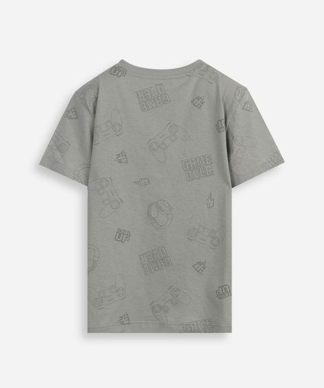 camiseta infantil print controles game verde