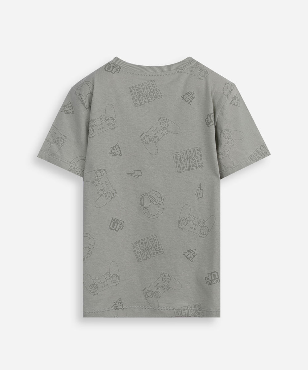 camiseta infantil print controles game verde