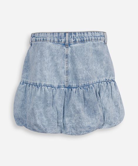 saia curta infantil balonê jeans azul