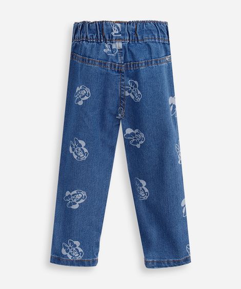 calça infantil jeans minnie azul