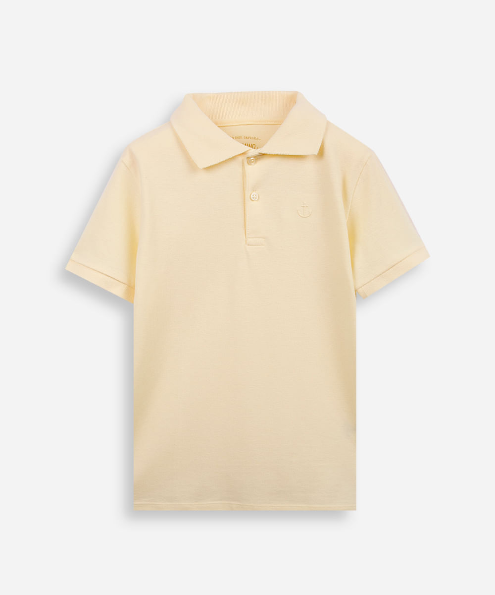 polo de algodão infantil âncora amarela