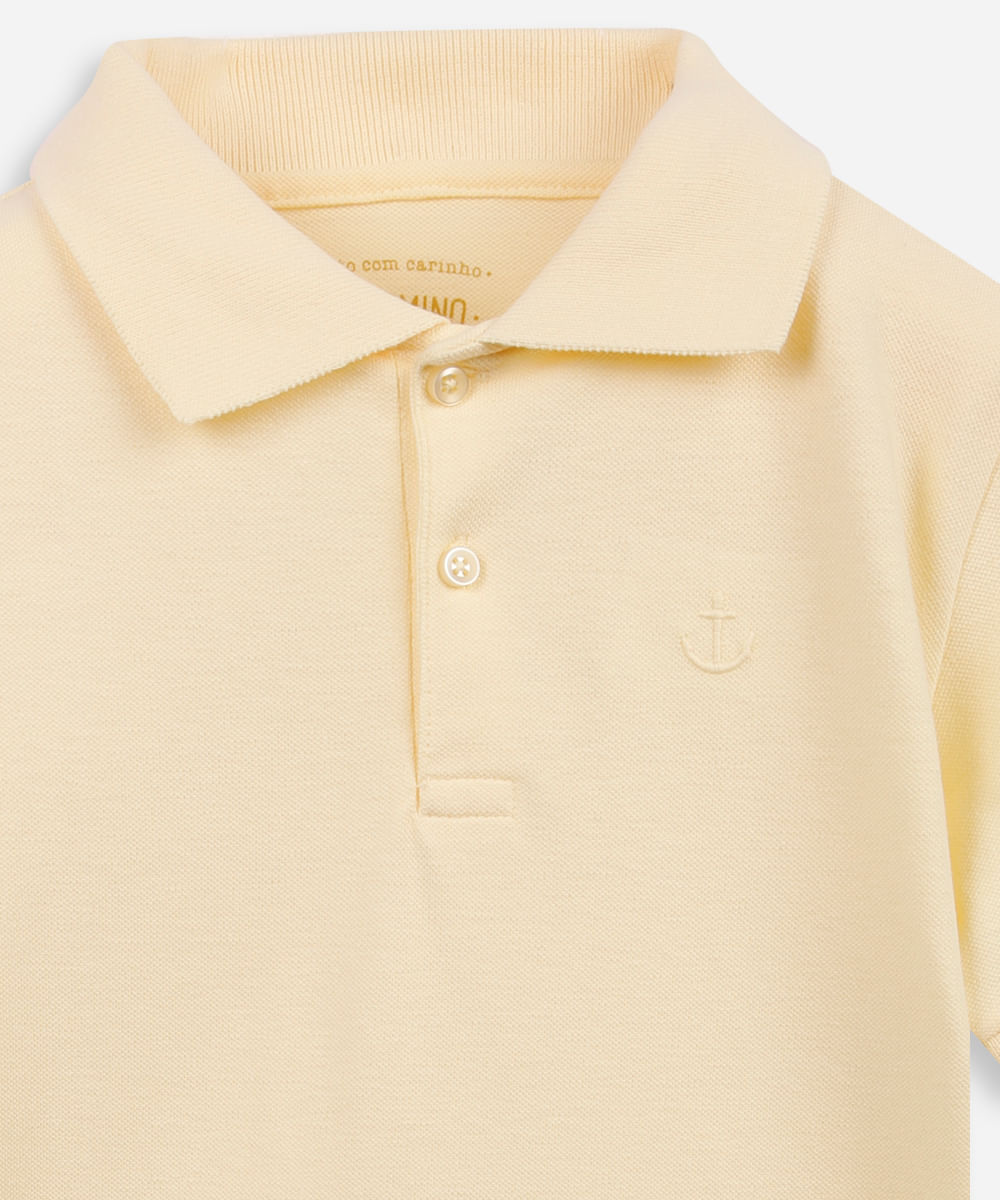 polo de algodão infantil âncora amarela